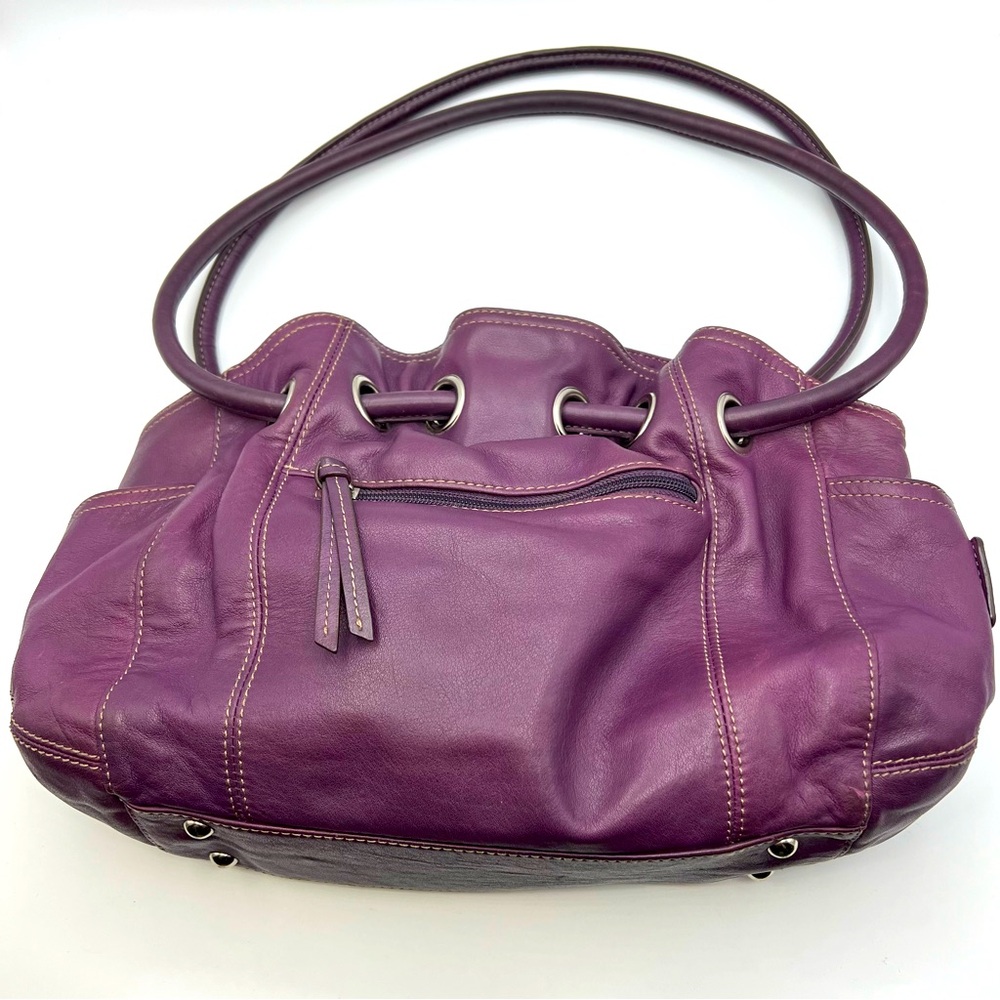 Tignanello Vintage Purple Leather Hobo Grommet Purse Shoulder Handbag  Y2K cute